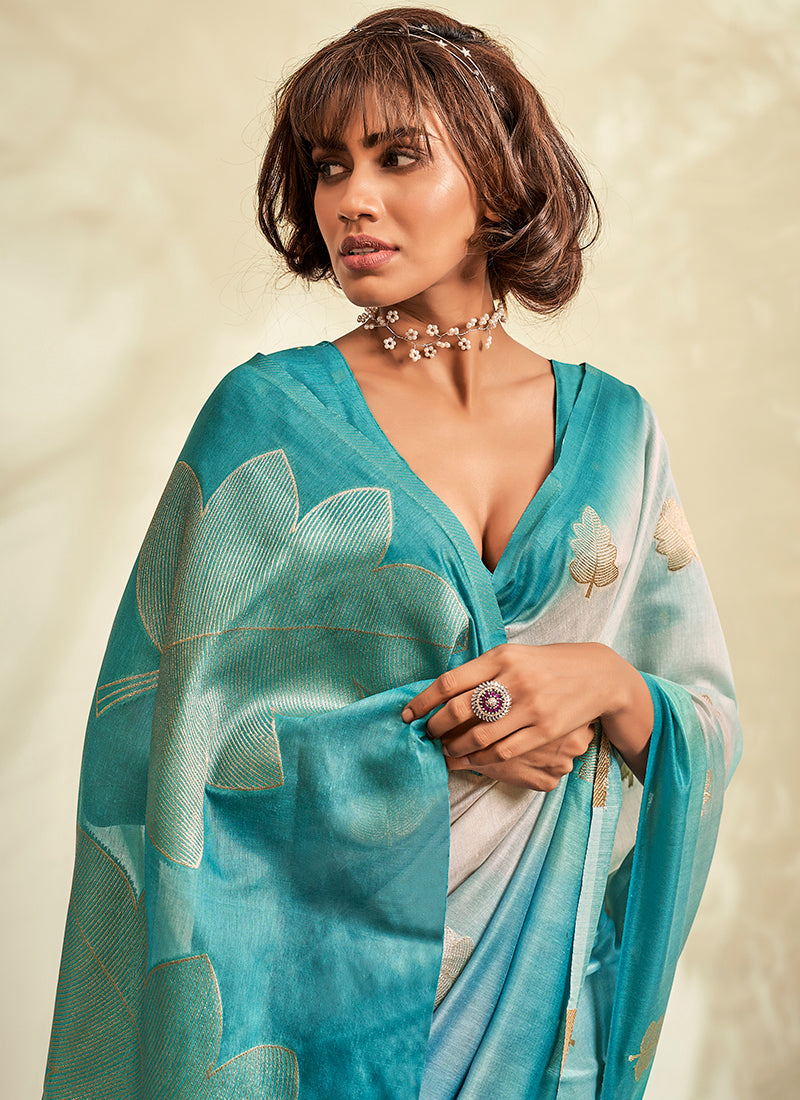 Handloom Silk with Digital Prints Saree