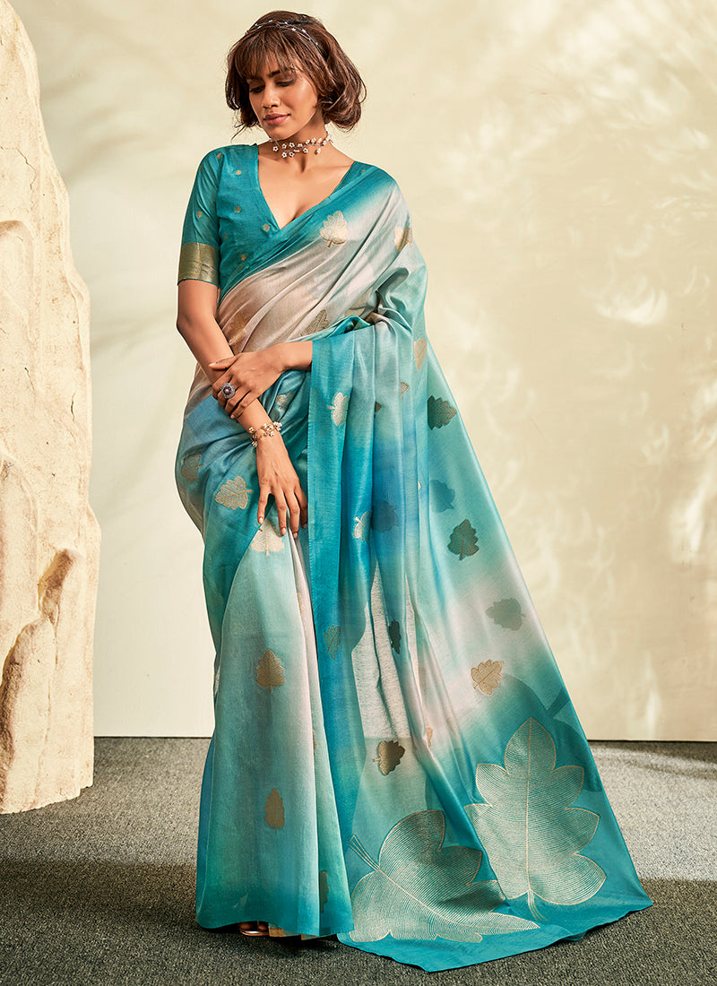Handloom Silk with Digital Prints Saree