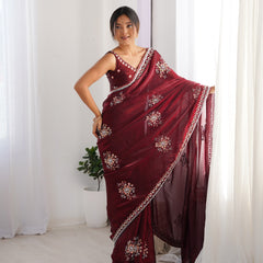 Space Silk with Original Beads Work Saree