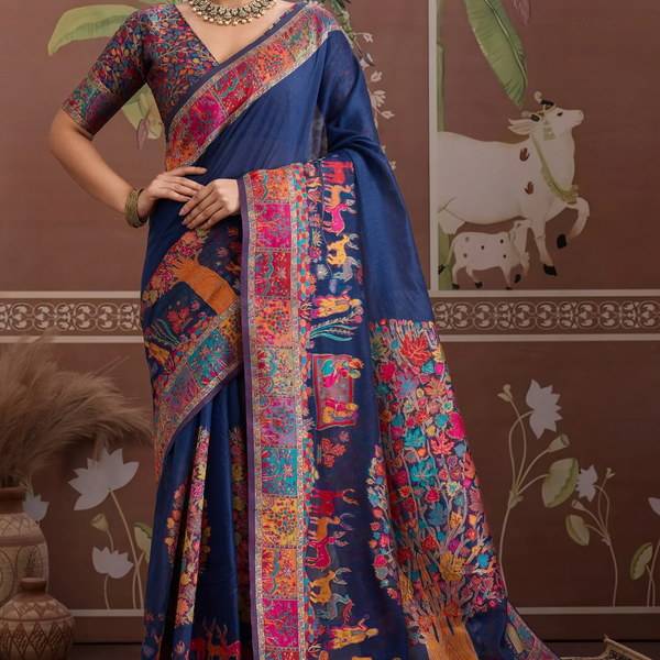 Luxurious Cotton Pashmina Weaving Saree