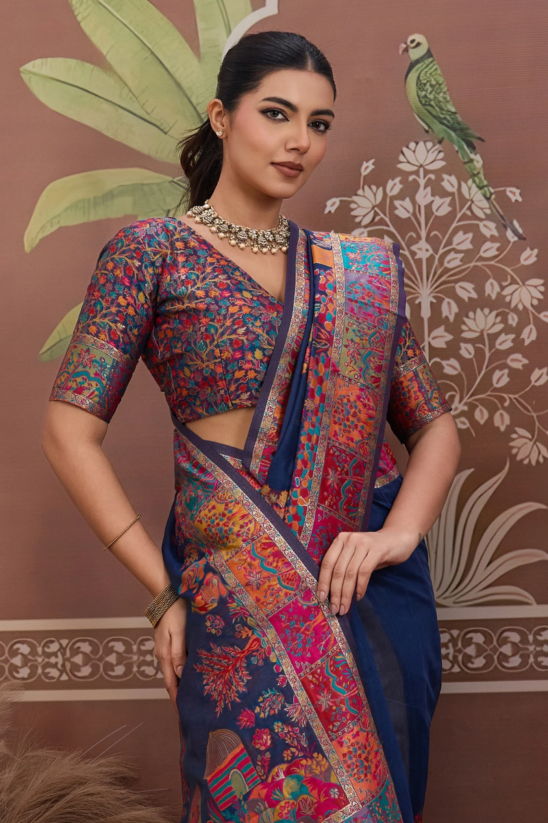 Luxurious Cotton Pashmina Weaving Saree