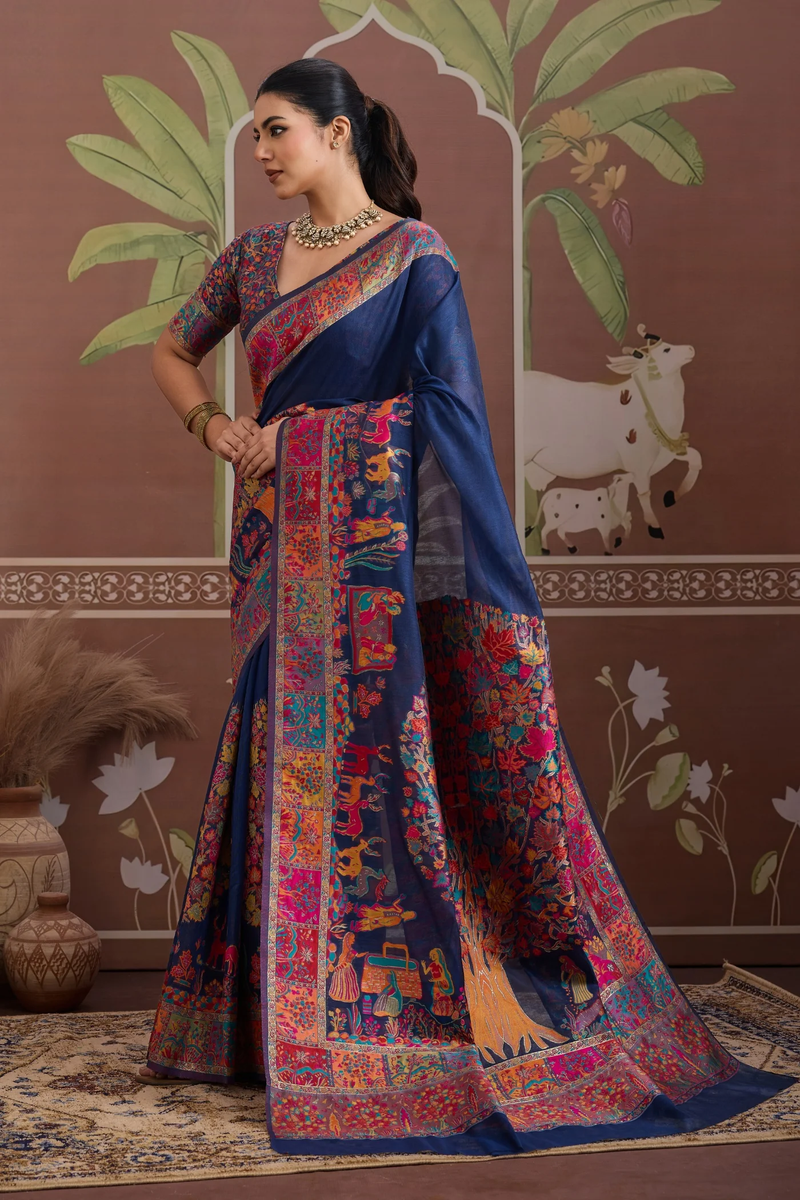 Luxurious Cotton Pashmina Weaving Saree