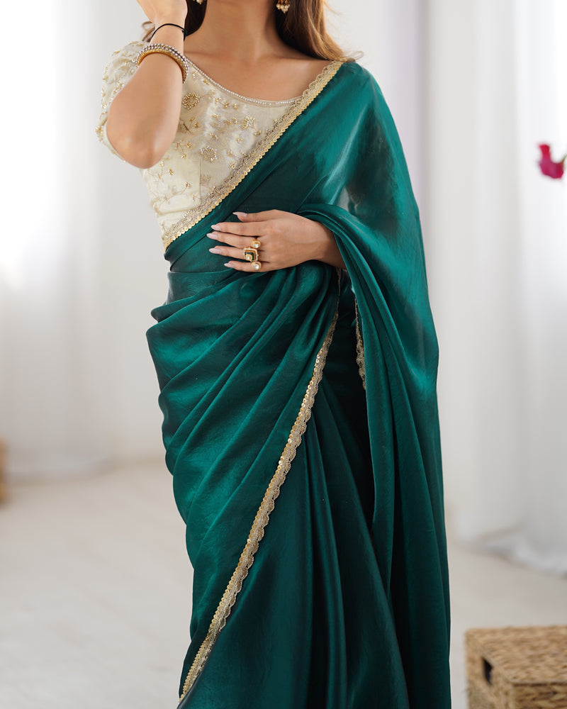 Fendy Satin Saree with Sequin Lace Border