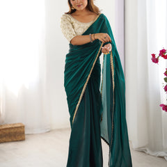 Fendy Satin Saree with Sequin Lace Border