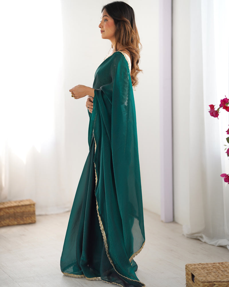 Fendy Satin Saree with Sequin Lace Border