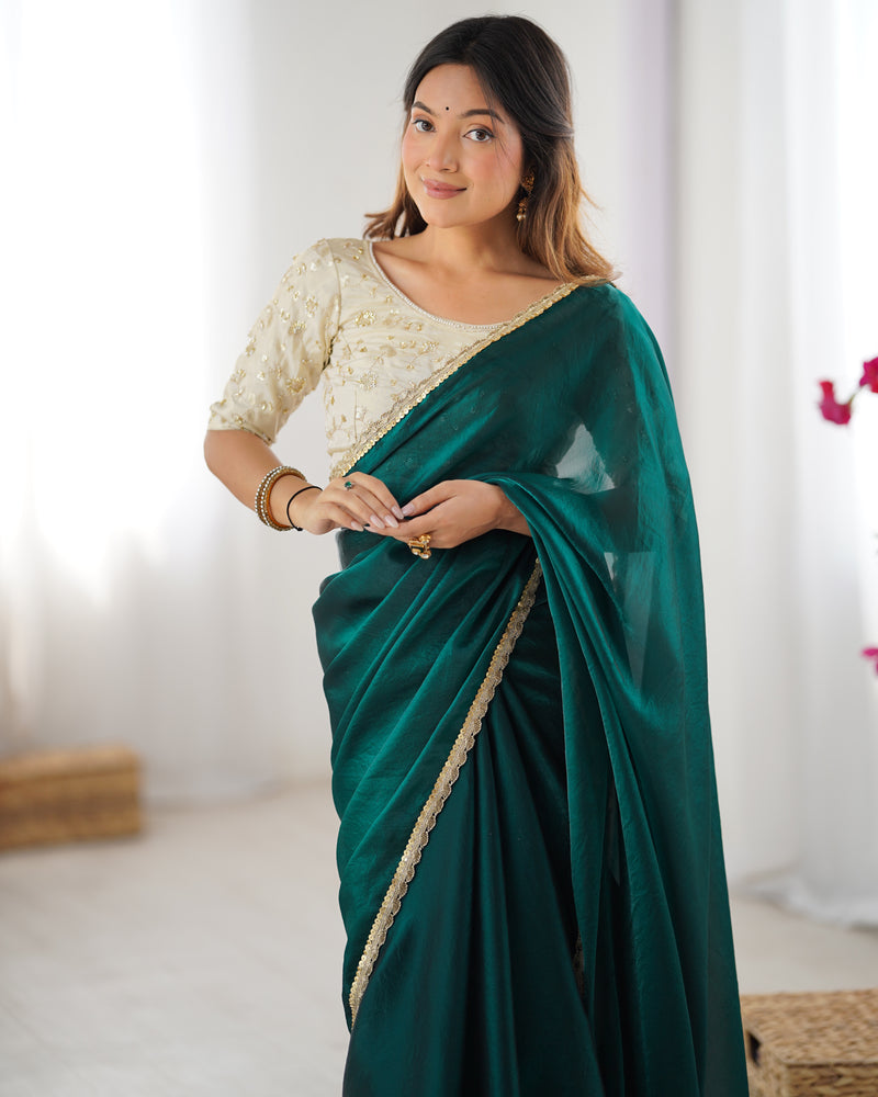 Fendy Satin Saree with Sequin Lace Border