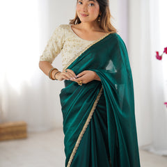 Fendy Satin Saree with Sequin Lace Border