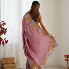 Vichitra Silk Saree with Fine Hand Embroidery