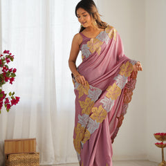 Vichitra Silk Saree with Fine Hand Embroidery