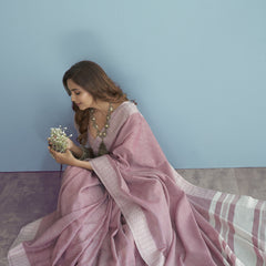 The Ethereal Chikankari Linen Silk Saree