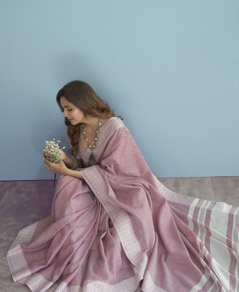 The Ethereal Chikankari Linen Silk Saree