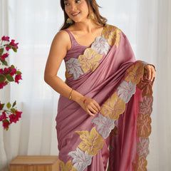 Vichitra Silk Saree with Fine Hand Embroidery