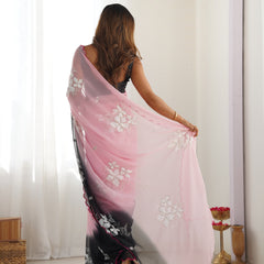 Pure Georgette & Sequins Embroidery Work Saree