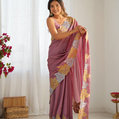 Vichitra Silk Saree with Fine Hand Embroidery