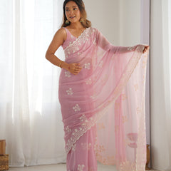 Shimmer Silk with Thread Work & Cut Border Saree