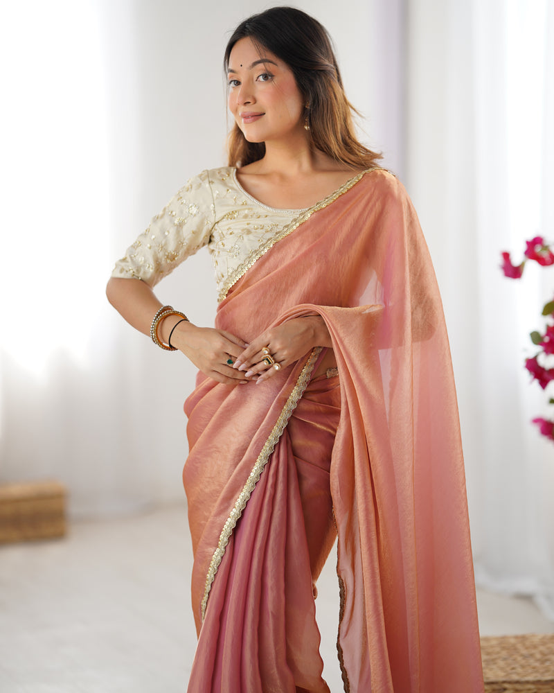 Fendy Satin Saree with Sequin Lace Border
