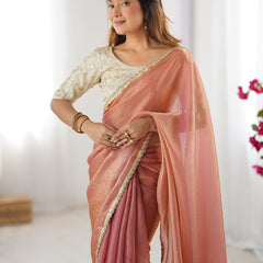 Fendy Satin Saree with Sequin Lace Border