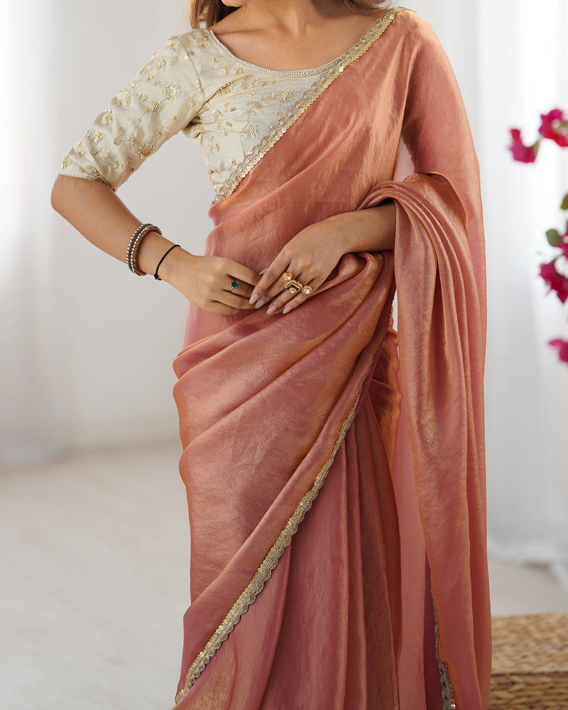 Fendy Satin Saree with Sequin Lace Border