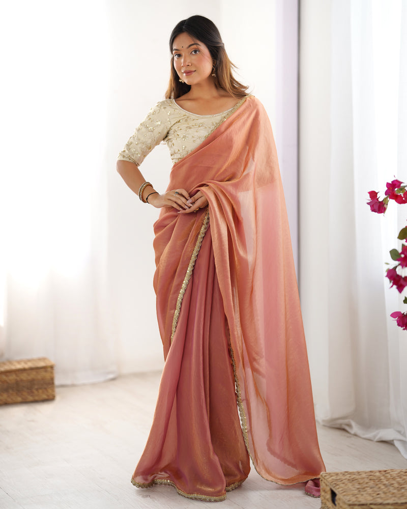 Fendy Satin Saree with Sequin Lace Border