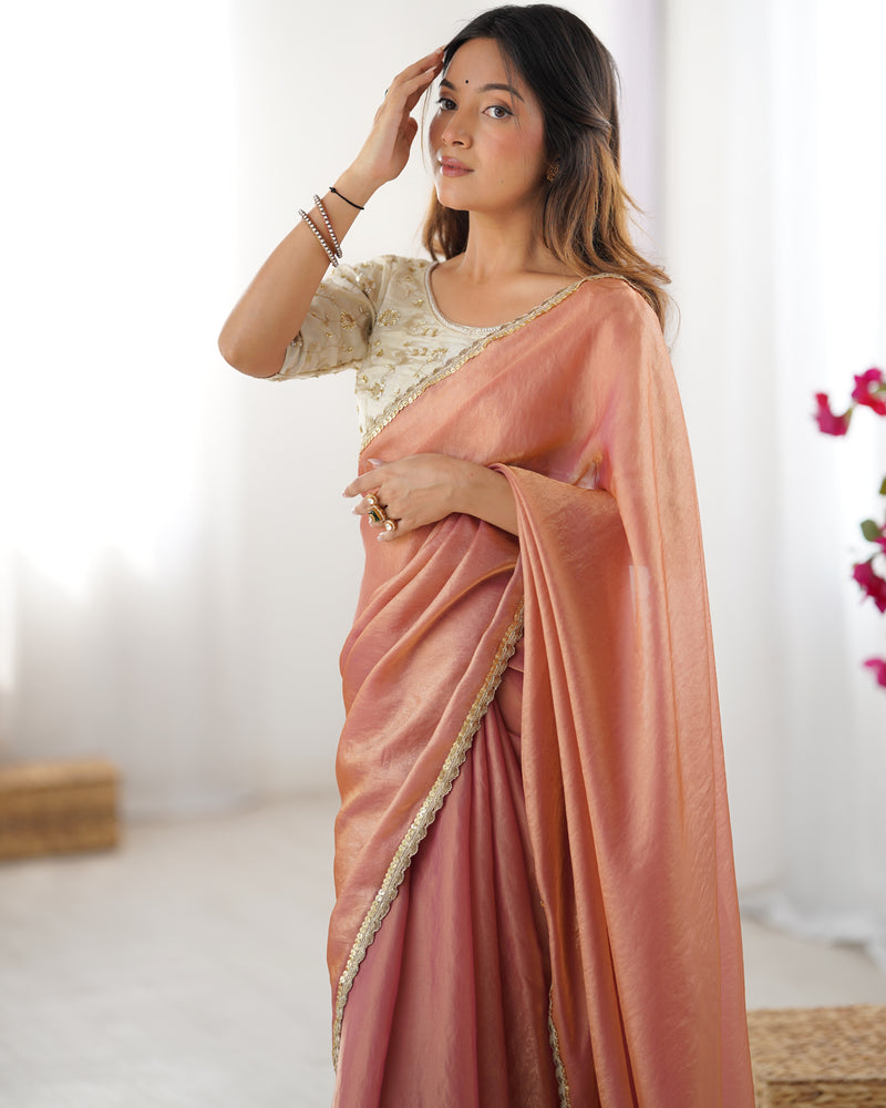 Fendy Satin Saree with Sequin Lace Border