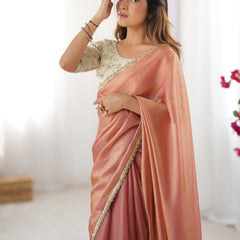 Fendy Satin Saree with Sequin Lace Border