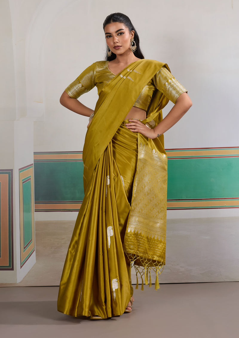 Pure Satin Handloom Weaving Saree