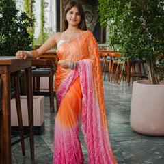 The Luminous Beaded Satin Saree