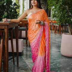 The Luminous Beaded Satin Saree