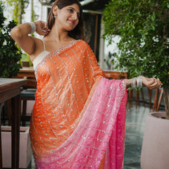 The Luminous Beaded Satin Saree