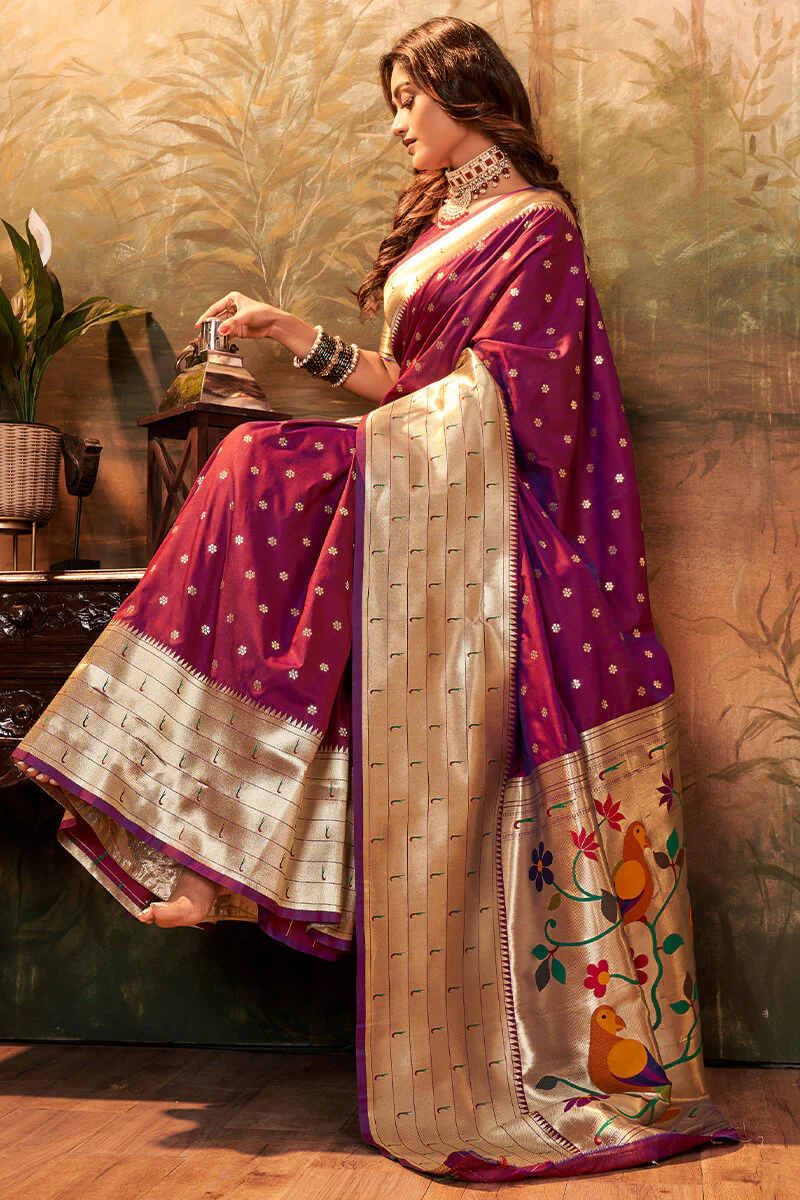 Pure Paithani Silk with Zari Weaving Saree