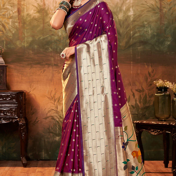 Pure Paithani Silk with Zari Weaving Saree