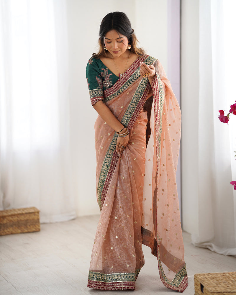 Organza Embroidered Saree