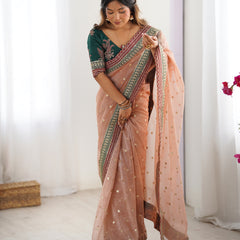 Organza Embroidered Saree
