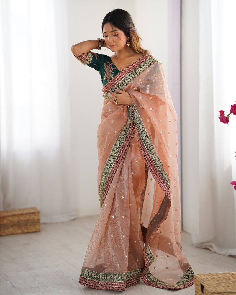 Organza Embroidered Saree