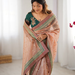Organza Embroidered Saree