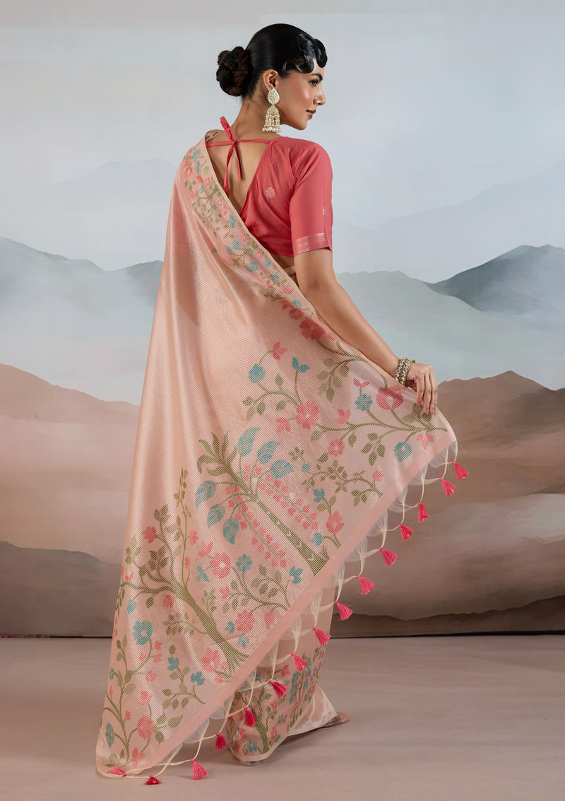 The Handloom Zari Tissue with Brasso Weaving Saree