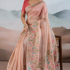 The Handloom Zari Tissue with Brasso Weaving Saree