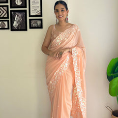 Georgette Pallu Embroidery & Cut Work Saree