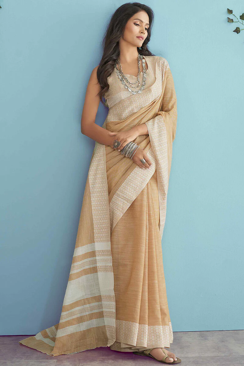 The Ethereal Chikankari Linen Silk Saree