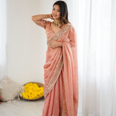 Fendy Chiffon Sequin & Embroidery on Two-Tone Saree