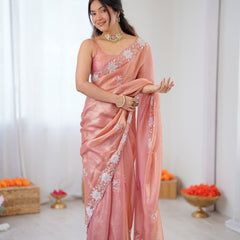 Fendy Satin Silk Saree with Triple Embellishment