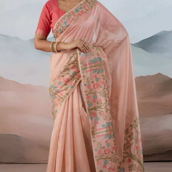 The Handloom Zari Tissue with Brasso Weaving Saree