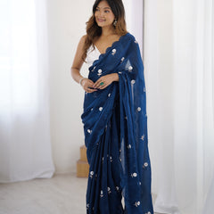 Liquid Fendy Satin with Dazzling Sequin Work Saree