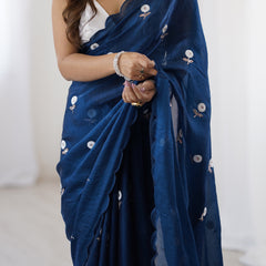 Liquid Fendy Satin with Dazzling Sequin Work Saree