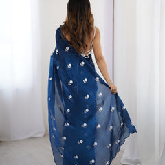 Liquid Fendy Satin with Dazzling Sequin Work Saree