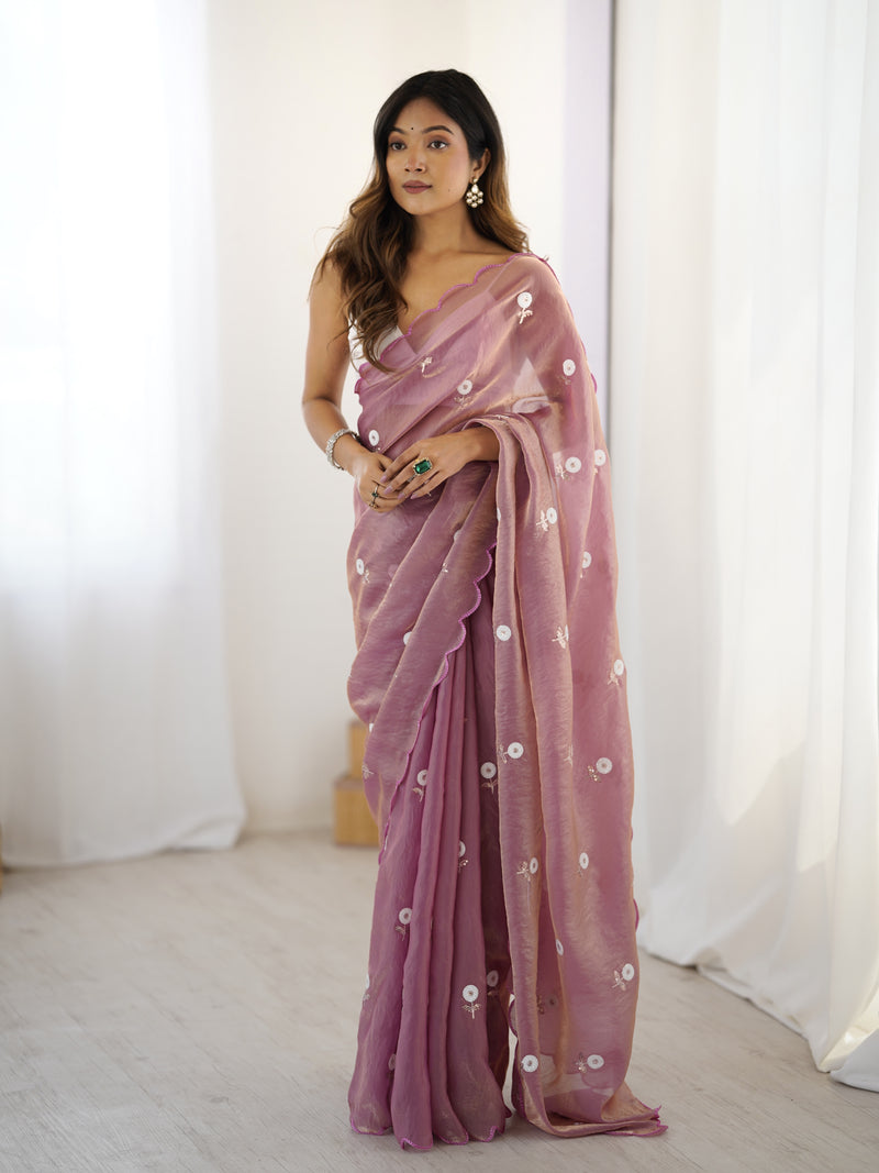Liquid Fendy Satin with Dazzling Sequin Work Saree
