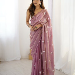 Liquid Fendy Satin with Dazzling Sequin Work Saree