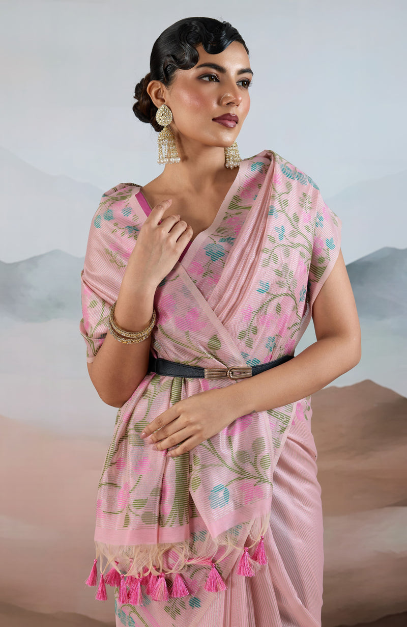 The Handloom Zari Tissue with Brasso Weaving Saree