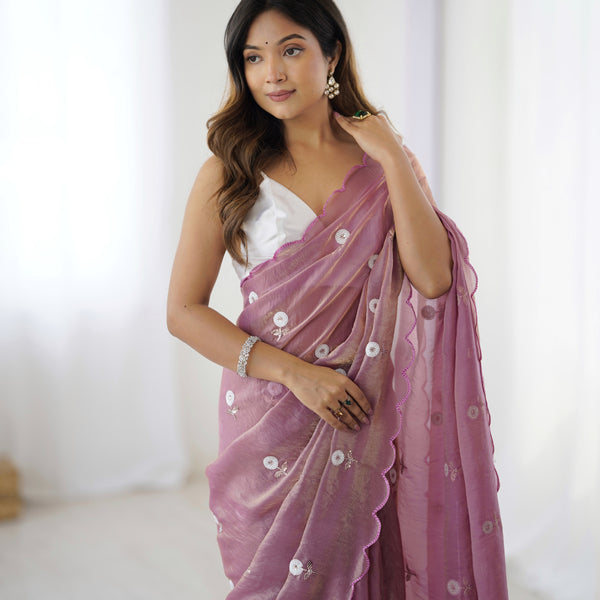 Liquid Fendy Satin with Dazzling Sequin Work Saree