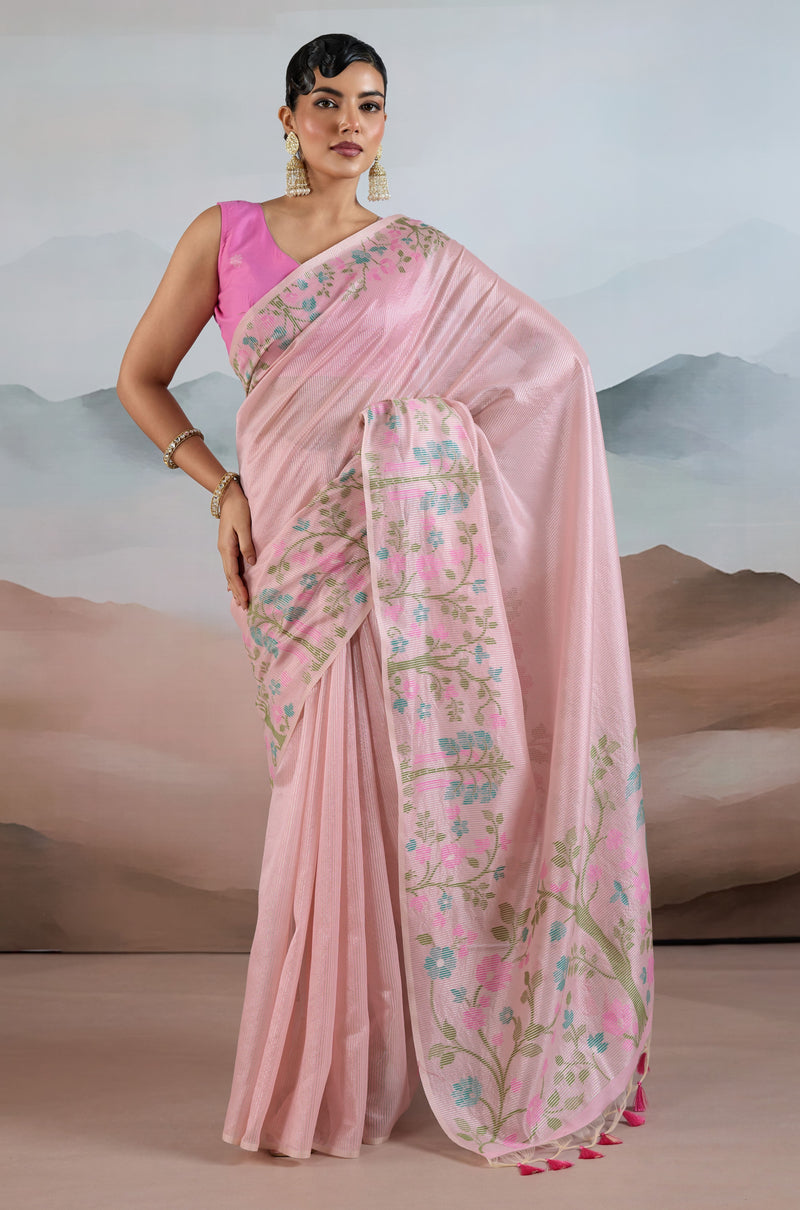 The Handloom Zari Tissue with Brasso Weaving Saree